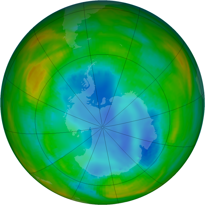 Antarctic ozone map for 11 August 1989